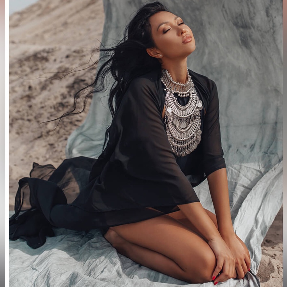 SUKISO BODRUM Statement Necklace Coin Collar Silver New Hippie Boho Bellydance - Picture 3 of 10